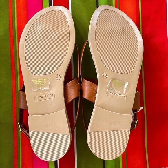 Brand New Genuine Leather Made in Italy Brown w/ Gold Tone Accent Sandals - Picture 9 of 11